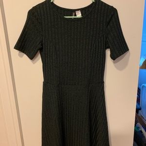 Dark green fit and flare mini dress